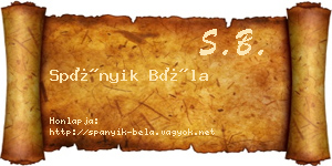 Spányik Béla névjegykártya